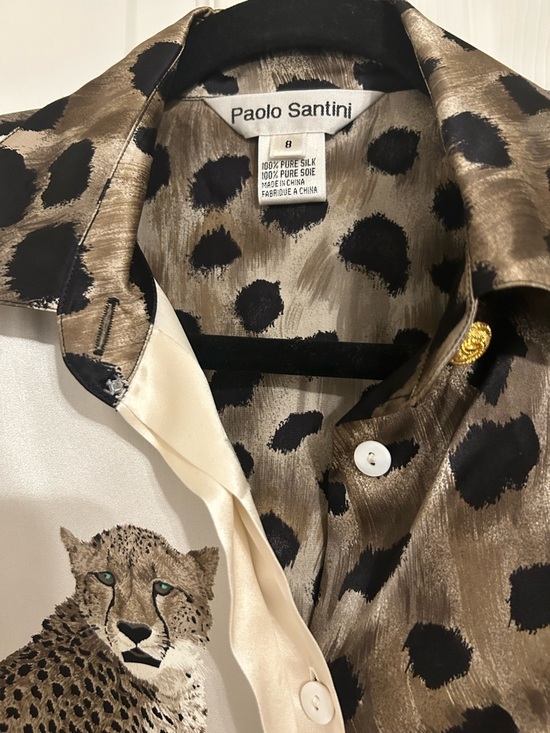 Paolo Santini Women's Animal Print Button-Down Shirt - Brown/Black/Cream - Picture 7 of 9